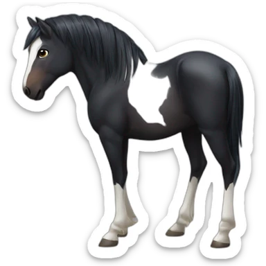 chevaux sauvage KAWAI noir frison sticker