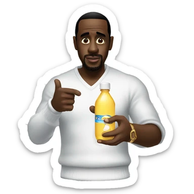 P diddy holding a bottle of baby oil sticker