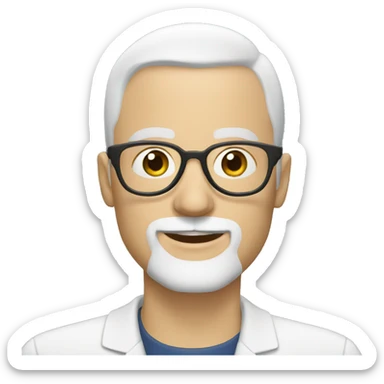 A bald male white teacher with black beard and glasses sticker