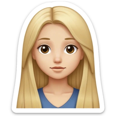 girl long dark blonde straight hair sticker