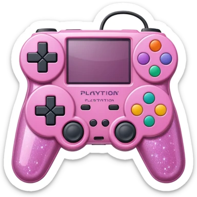 glittery pink 90s playstation-inspired retro game console sticker