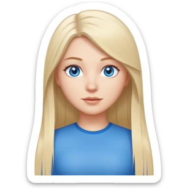 short and thick body white girl with long straight hair and blue eyes sticker