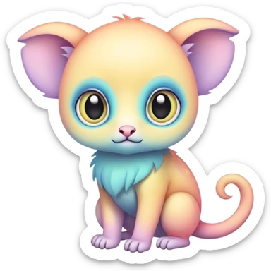 Adorable colorful baby pastel edgy animal-hybrid, full body, big Eyes sticker