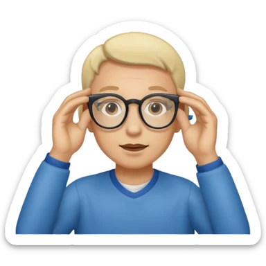 Person adjusting glasses sticker