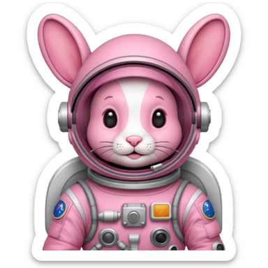 pink rabbit astronaut sticker