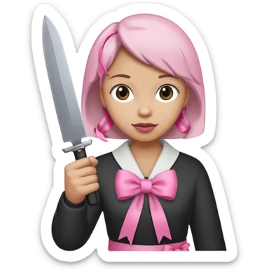 the handle of the knife is tied with a pink ribbon sticker