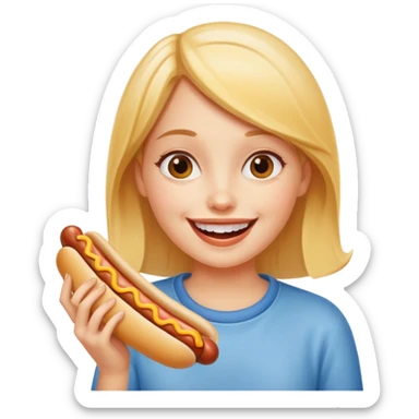 hotdog eating girl sticker