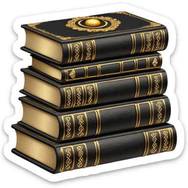 5 black gothic books on top sticker