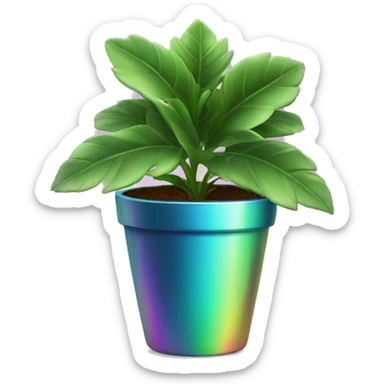 Plant in iridescent pot sticker
