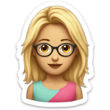 Chica de pelo rubio con gafas adolescente y piel clara sticker