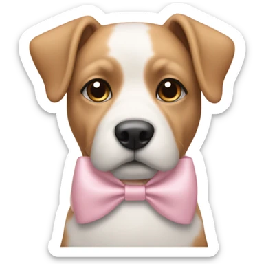 Aesthetic dog with a light pink bow sticker