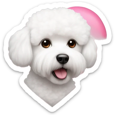 pink heart with bichon frise inside of the heart sticker