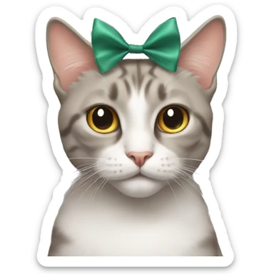 Cat with a bow on his head sticker