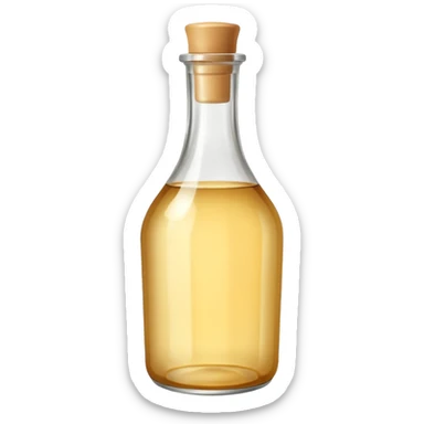 clear vinegar bottle with subtle golden tint. sticker