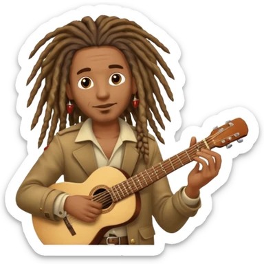 Musician with dreadlocks and Cuba ciga and guitar sticker
