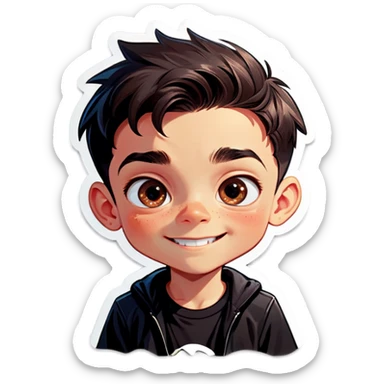 black shirted boy portrait sticker