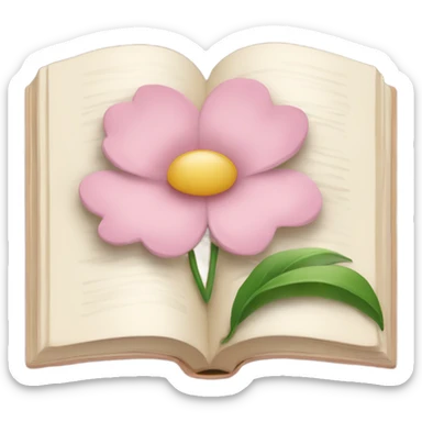 Beige Open book with light pink flower inside sticker