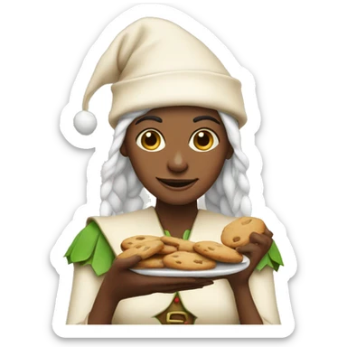 woman elf with cookies sticker