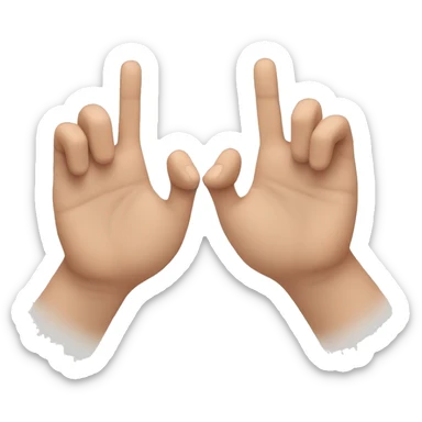 two hands with index fingertips touching sticker