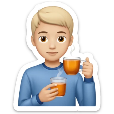 The boy teen with a cup of tea sticker
