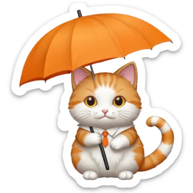 cat holding an umbrella sticker