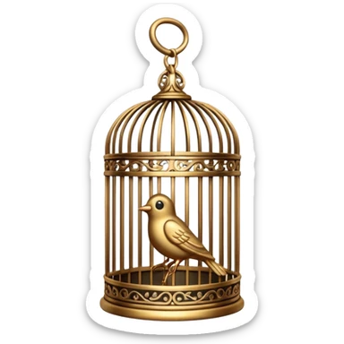 A metallic bird cage made out of iron sticker