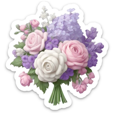 Rococo flower bouquet in light pink, white and lilas sticker