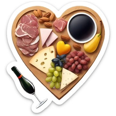 cute heart shaped charcuterie board with wine sticker