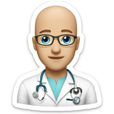 Bald blue eyed doctor sticker