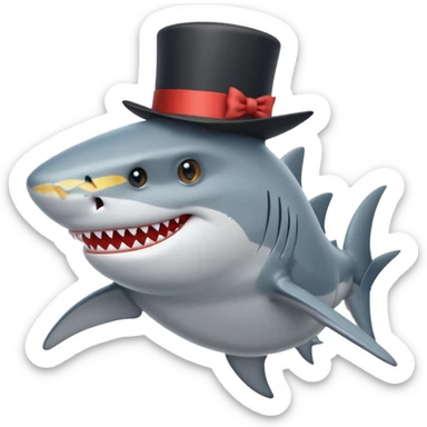 Shark with a top hat sticker