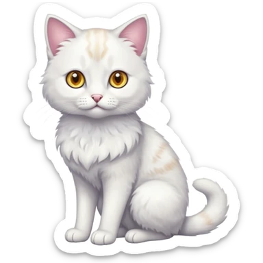 White beautiful elegant slim pretty realistic feline with heterochromia, full body sticker
