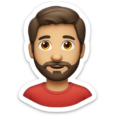 italian boy with red shirt, defined beard and dark brown short straight hair sticker