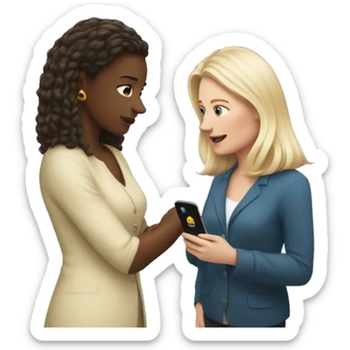 white woman showing her phone to another white woman sticker