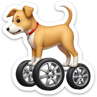 Dog with car wheels sticker
