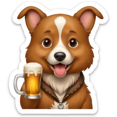 Dog with a beer an a beatbox sticker