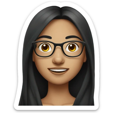 Beautiful girl and long hair BLACK with glasses  sticker