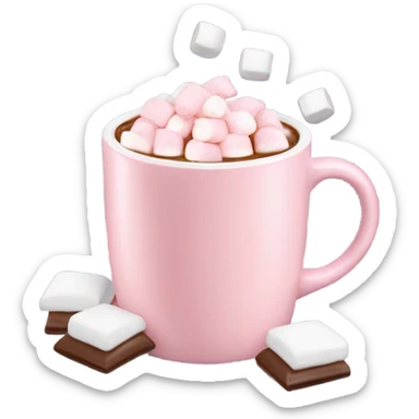 Light Pink mug of hot chocolate with marshmallows  sticker