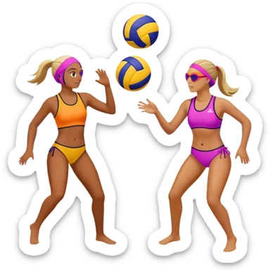 2 girls playing beach volleyball sticker