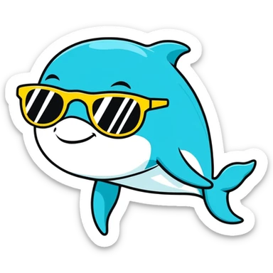 Dolphin with sunglasses sticker