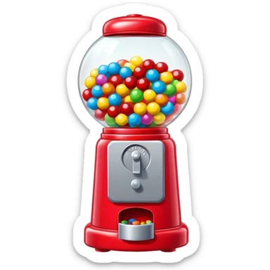 Red Bubblegum machine with multicolored gumballs sticker