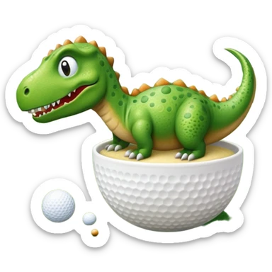 A dinosaur o a golf course dreaming of a bowl of porridge sticker
