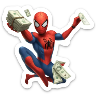 Spider-Man with money bags sticker