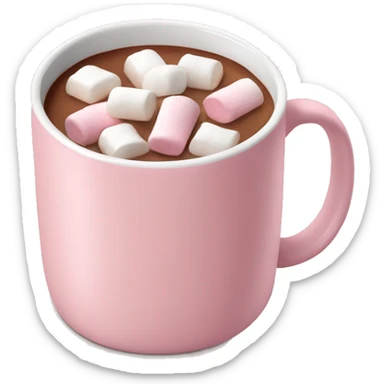 Light Pink mug of hot chocolate with marshmallows  sticker