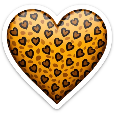 leopard print heart sticker