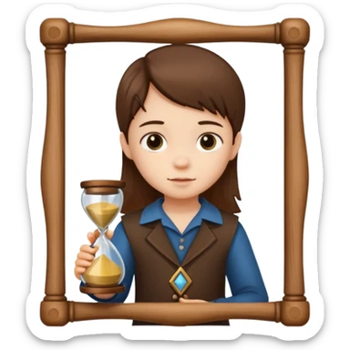 child holding hourglass in a  frame with no bg sticker