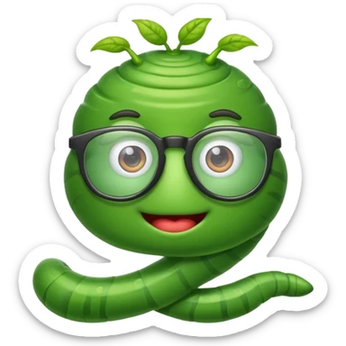 Nerdy worm sticker