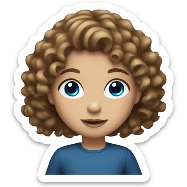 Girl with brown curly hair and blue eyes sticker