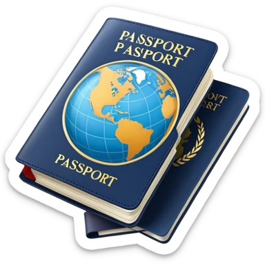 pasaporte cerrado, con un globo del mundo en el centro sticker