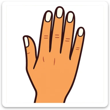 beautiful realistic female hand with five fingers and white manicure sticker