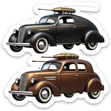 futuristic Roachman’s car, loosely based on 1939 Chevrolet pickup roadster(flat long straight organically-shaped mechanical roomy interior seating inside the body)the king cockroach’s antenna stealthy town hot rod desert dirt racing rwd rail sticker